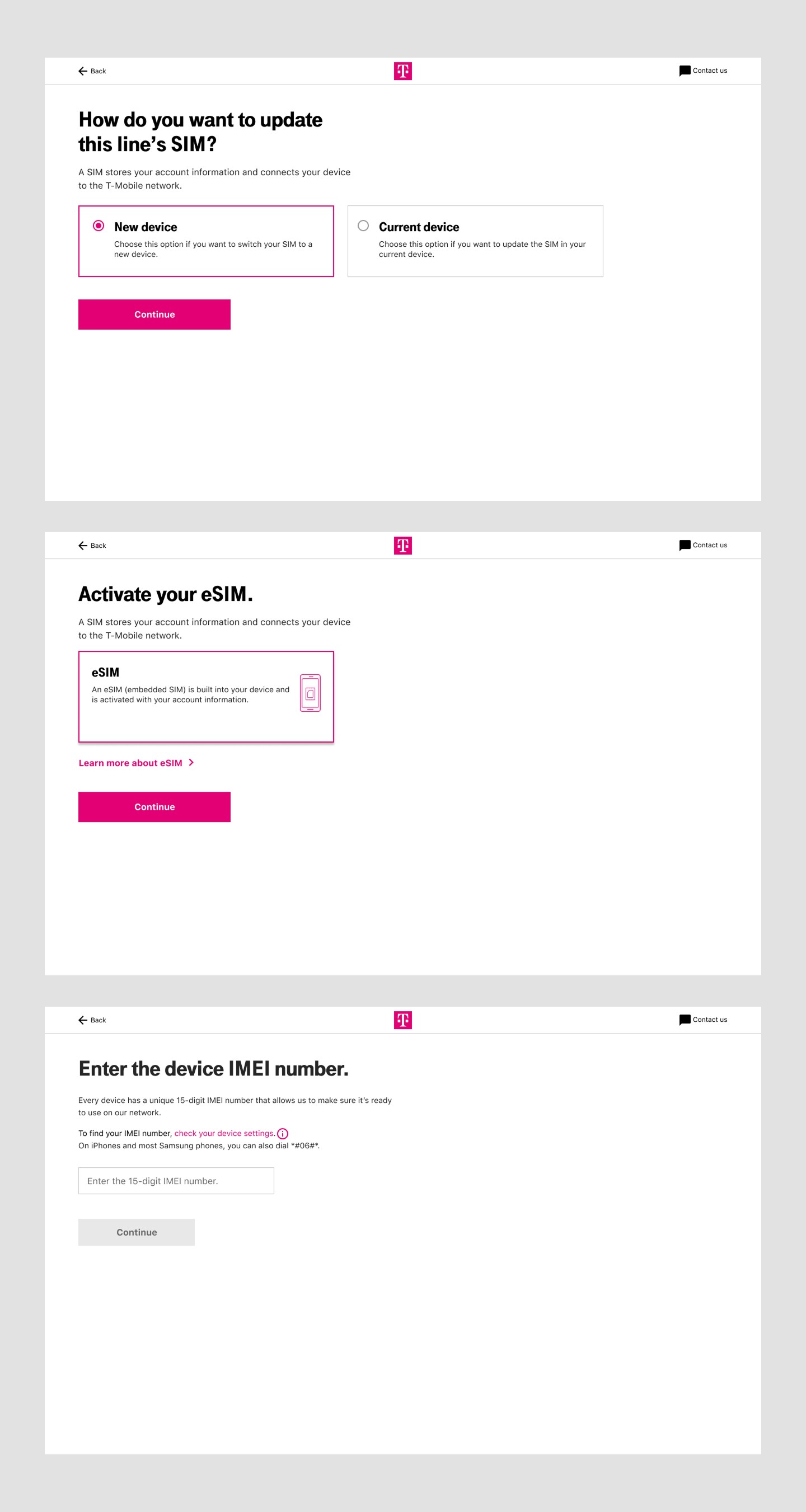 IMEI step before and after redesign